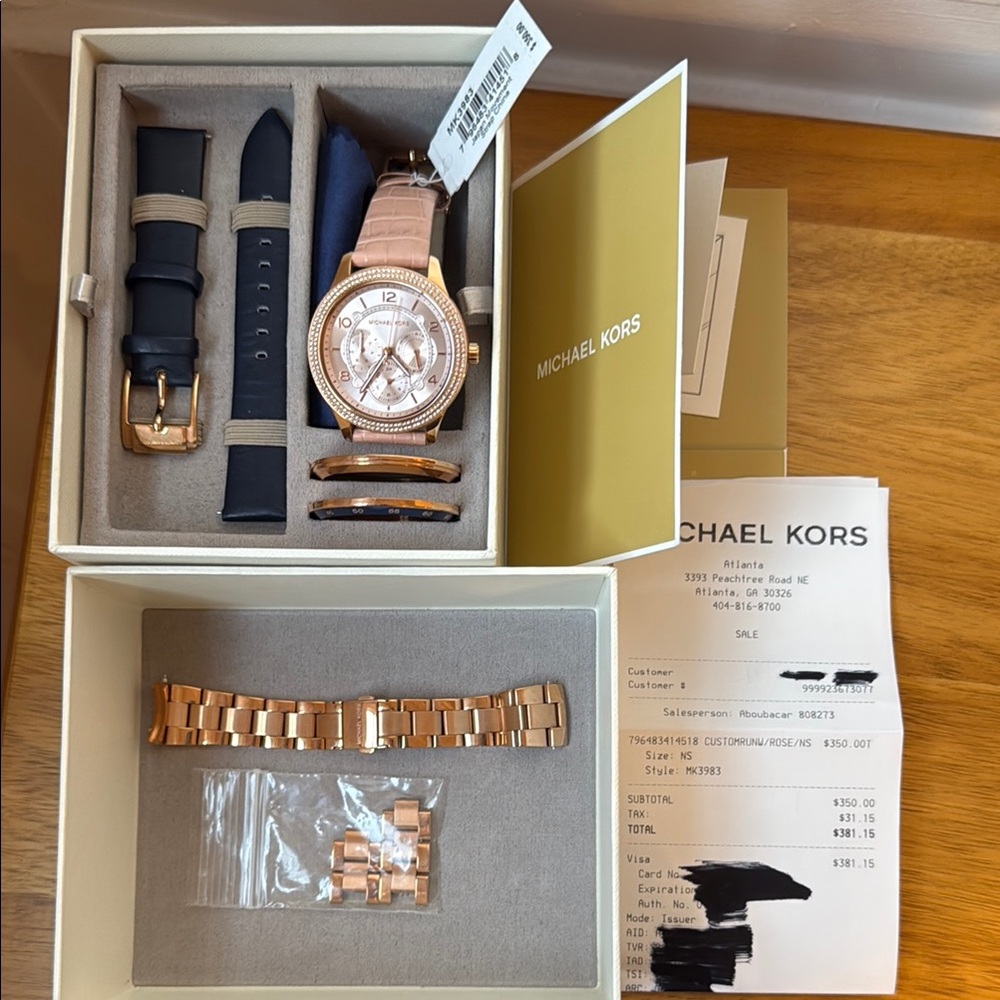 Michael Kors Rose Gold Watch Set with interchangeable watch band and casings
